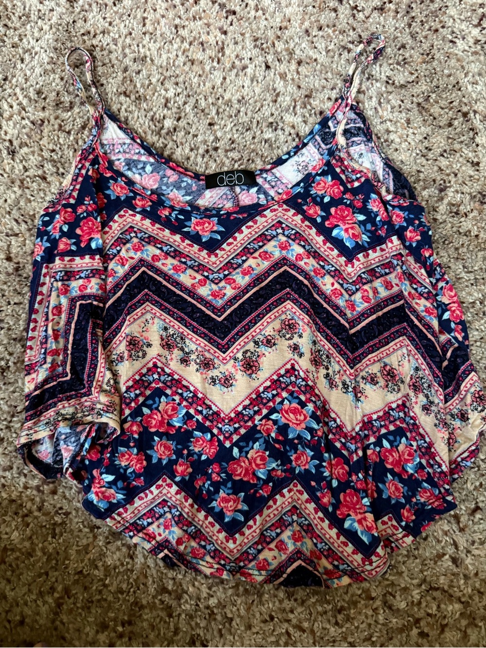 Deb Navy and Pink Floral Chevron Camisole